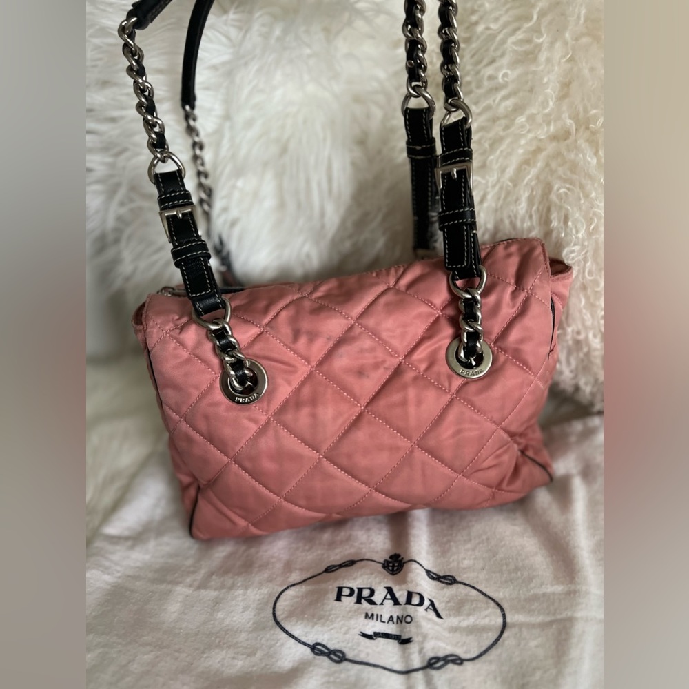Authentic vintage pink Prada bag and dust bag